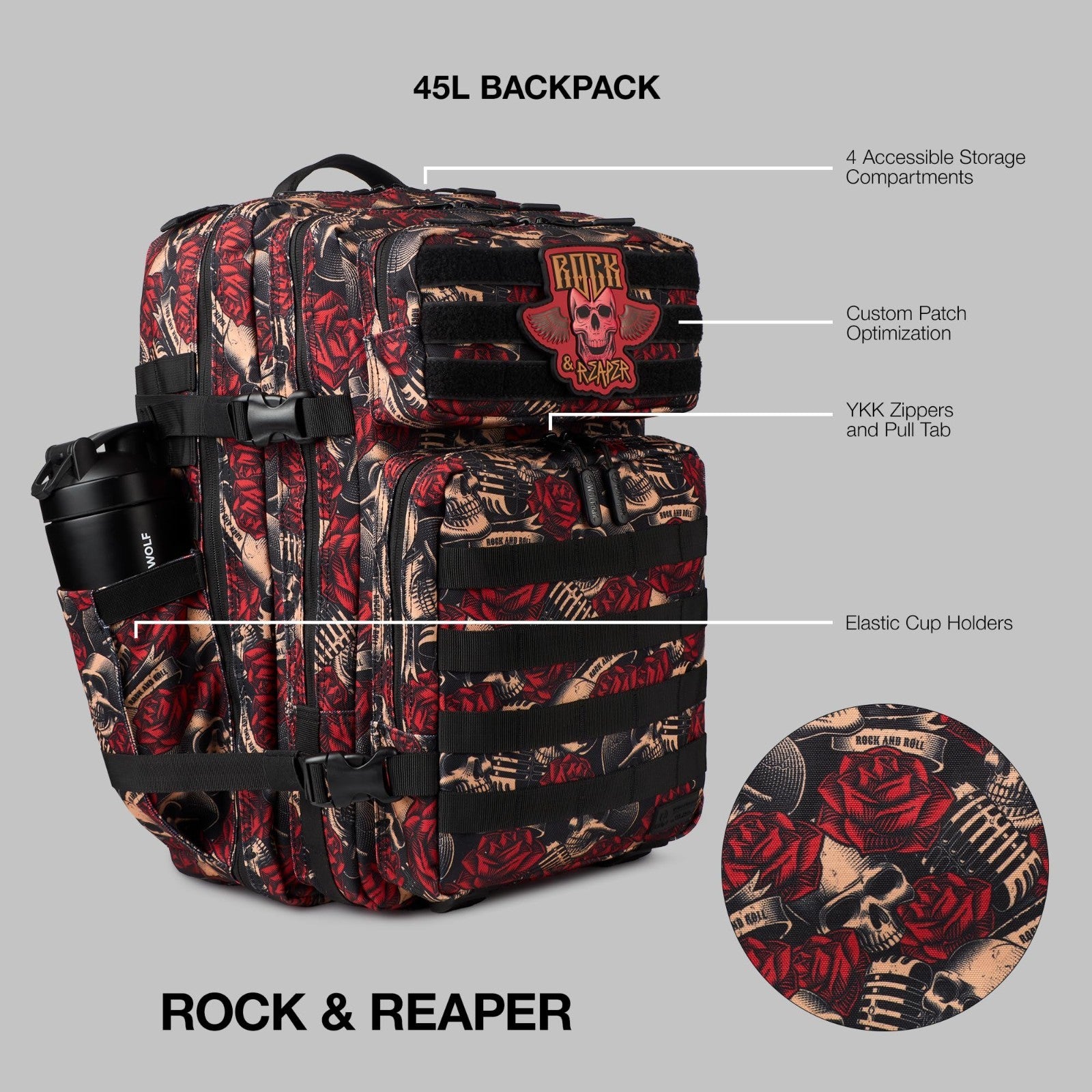 Durable 45L Waterproof Gym Backpack   1000D Oxford, MOLLE Webbing, Laptop Pocket2