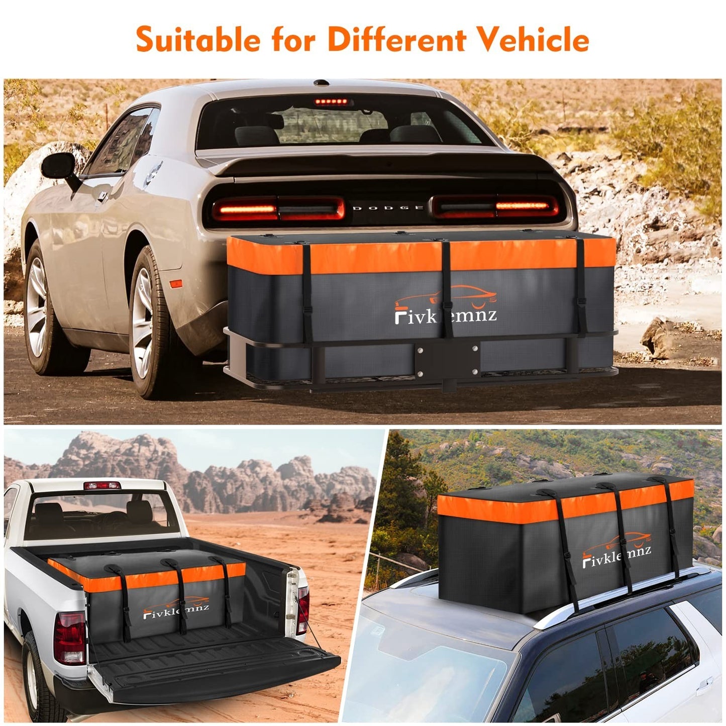 20 Cubic Waterproof Hitch Cargo Carrier Bag | Soft Luggage Bag with Straps & Loc7