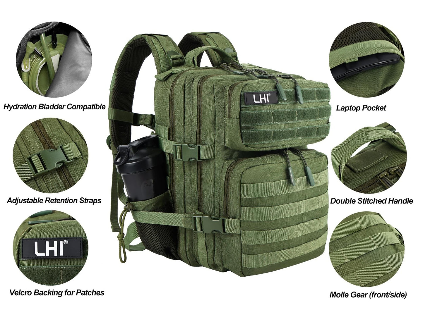 Tactical Military Backpack 25L/35L   Army Assault Pack Rucksack with Bottle Hold4