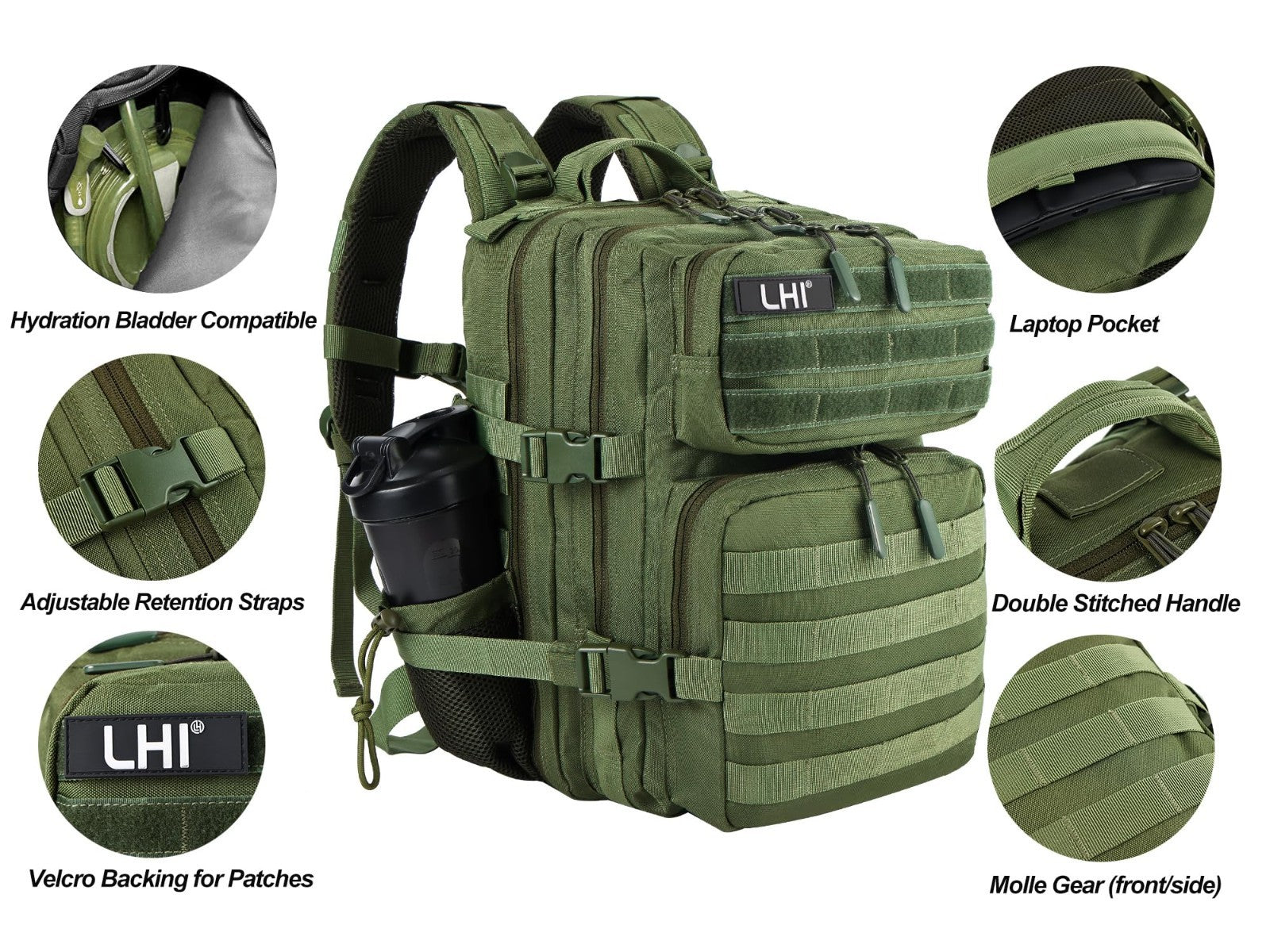 Tactical Military Backpack 25L/35L   Army Assault Pack Rucksack with Bottle Hold4