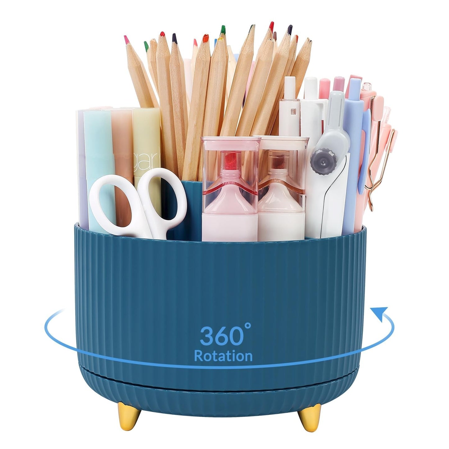 360° Rotating Desk Organizer   Dual Purpose Pen Holder with 5 Slots for Office,1