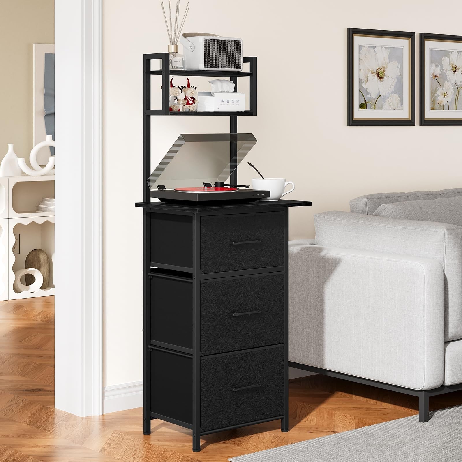 3 Drawer Tall File Cabinet with Extended Desktop, Vertical Filing Storage for Ho7