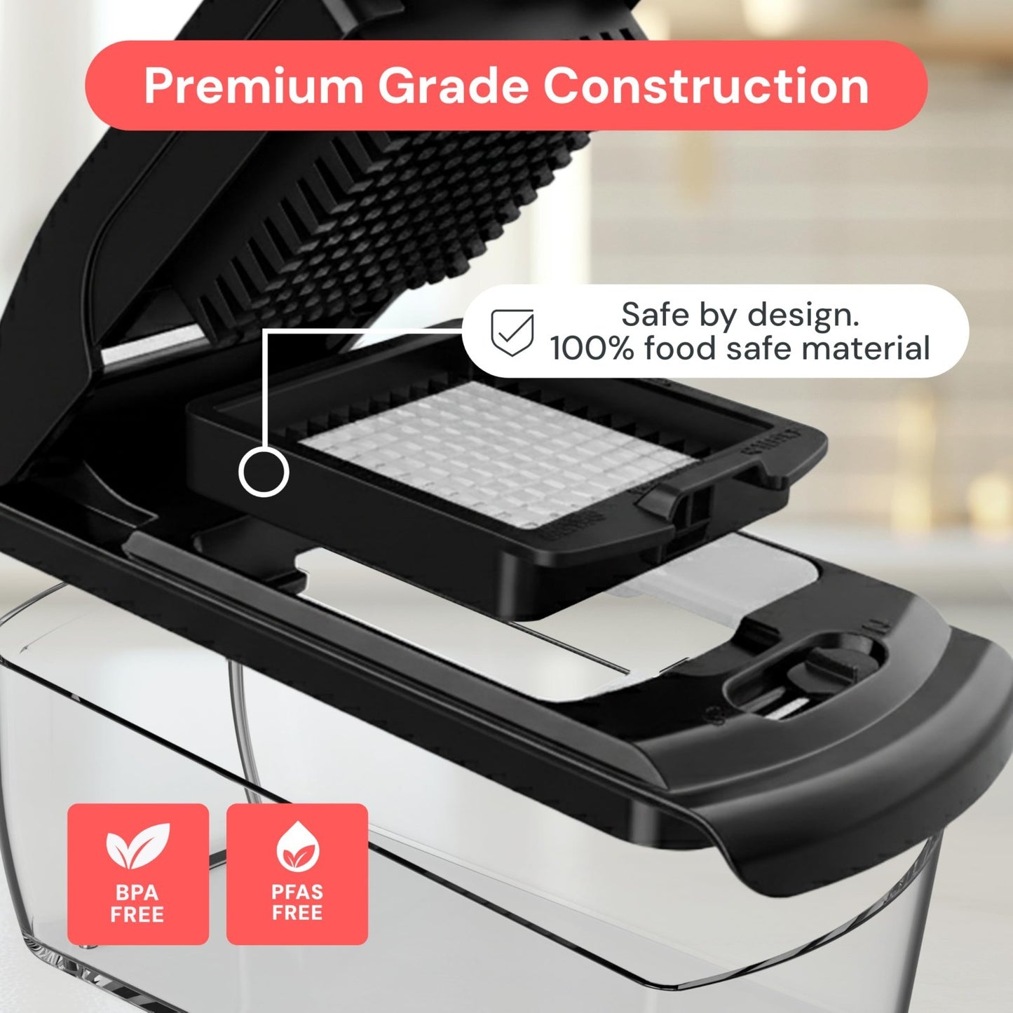 8 in 1 Vegetable Chopper & Mandoline Slicer   Sharp Stainless Steel Blades, Kitc4