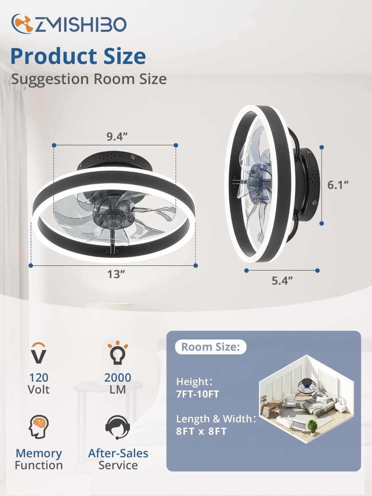 Low Profile Ceiling Fan with Lights & Remote   13" Modern Flush Mount Fandelier,4