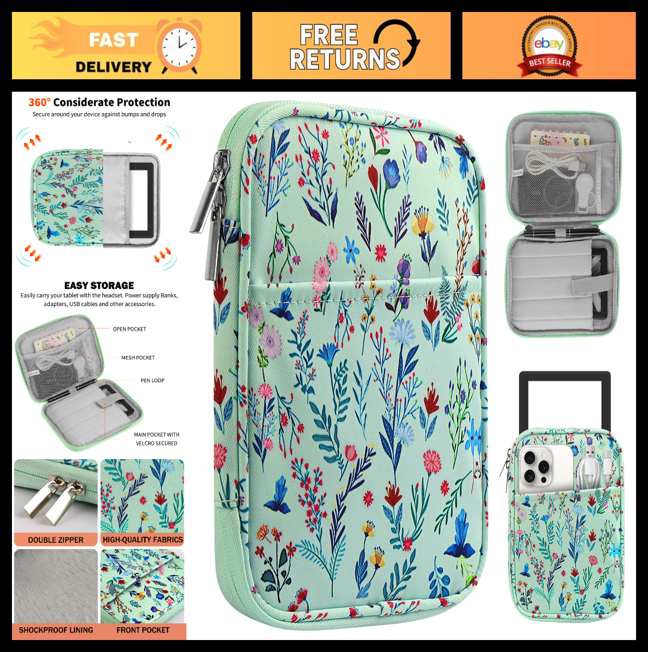 Universal Sleeve Bag for 6-7" E-Book Reader, Anti-Drop Protective Cover, Kindle0
