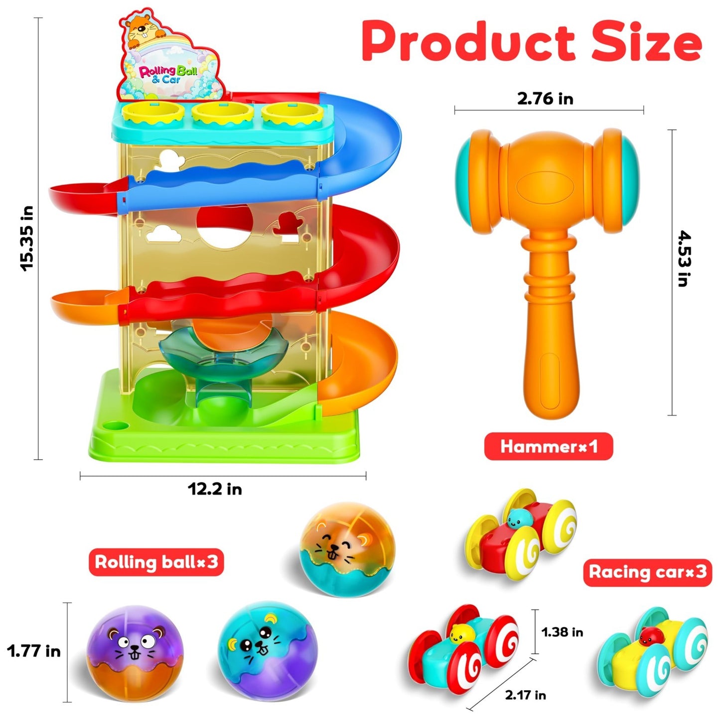 2 in 1 Ball Drop & Car Ramp Race Track Toy for Toddlers 1 5 | STEM Learning, Sen2