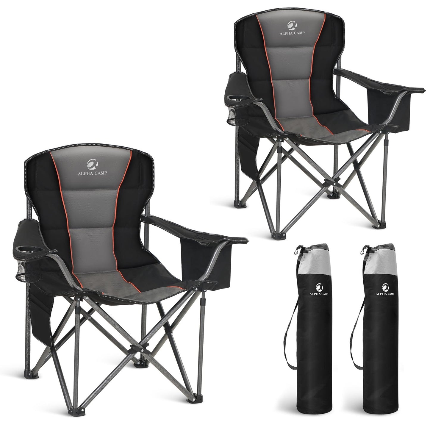 Oversized Heavy Duty Folding Camping Chair - Padded, Cup Holder, 450 lbs Capacit1
