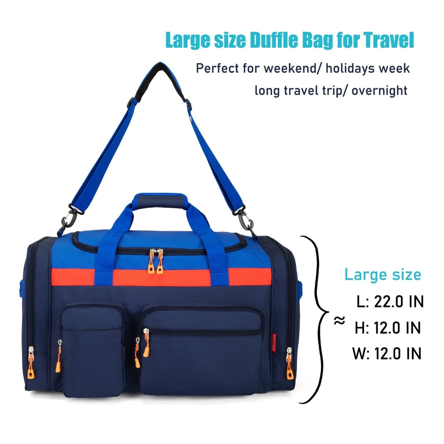Large Kids Travel Duffle Bag - Roomy 22" x 12" x 12" for Overnight & Weekend Tri4