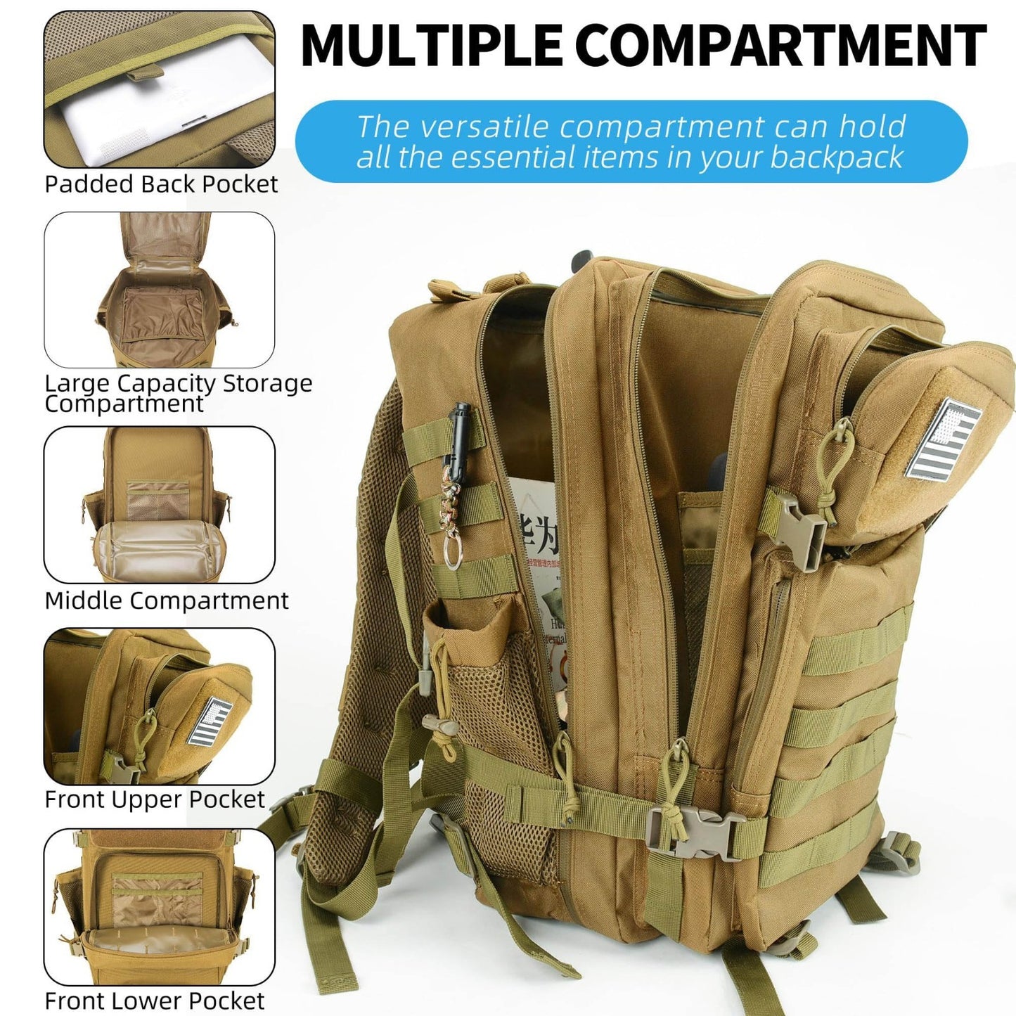 Tactical Military Backpack Molle 3 Day Assault Rucksack 25 45L for Men & Women2