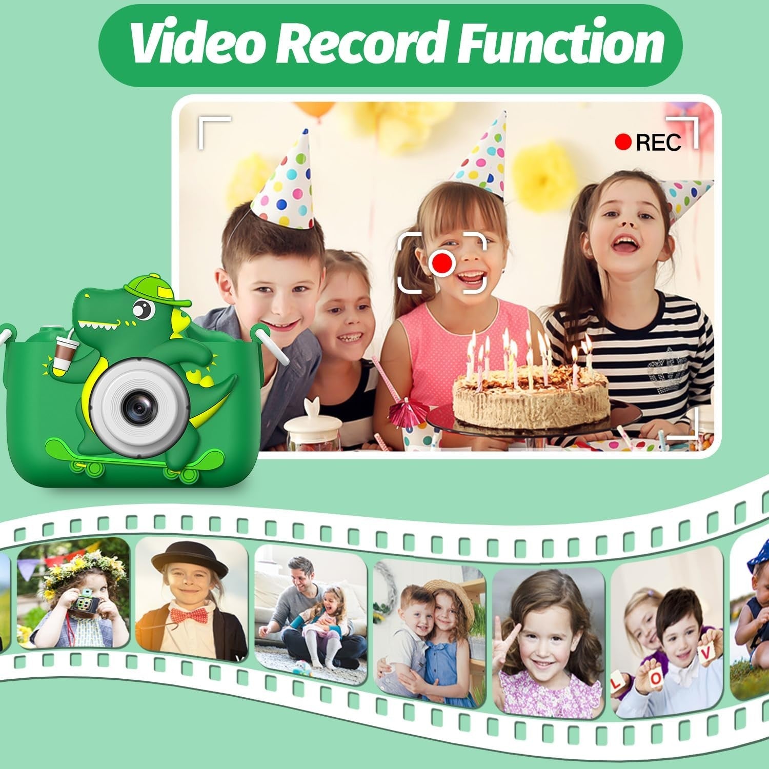 Kids Digital Video Camera for 3 8 Year Olds, Cartoon Soft Cover, Gift Included6