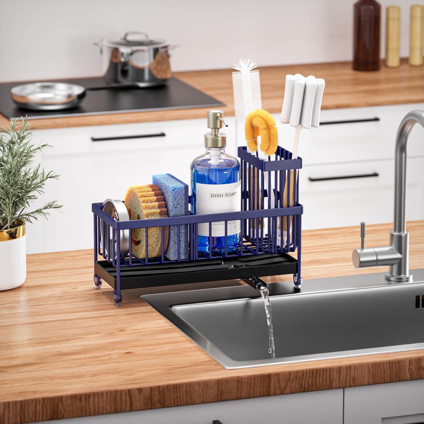 Kitchen Sink Caddy Organizer   Rustproof 304 Stainless Steel Sponge Holder, Brus6