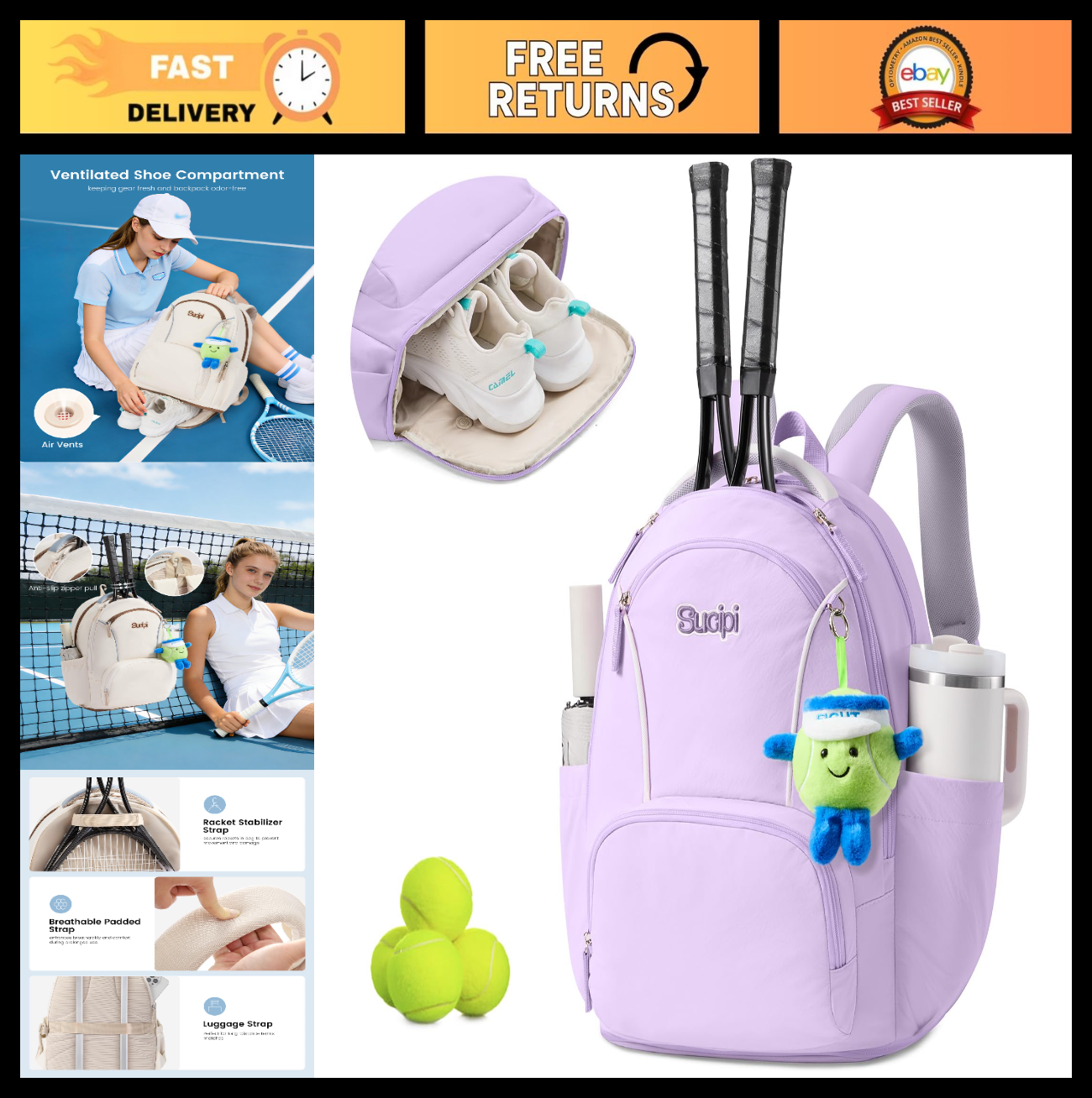 Here’s an optimized eBay title for the product:"Large Tennis Backpack for Wome0