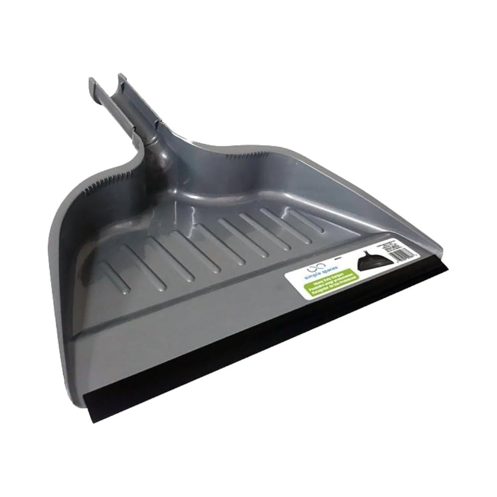 Heavy Duty Plastic Dust Pan with Snap Attachment for Brooms - Rubber Edge, Easy1