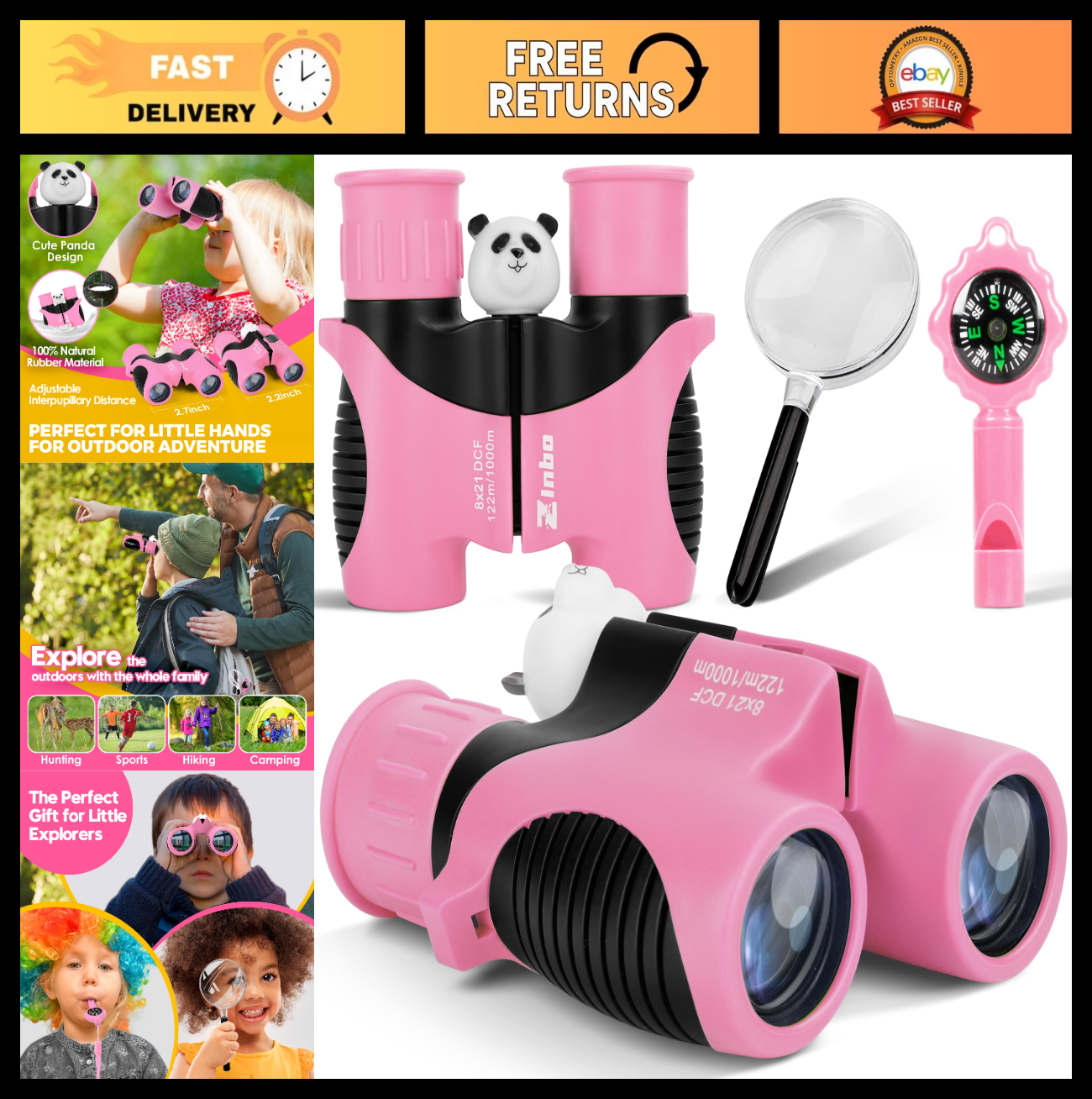 Kids Binoculars for Bird Watching & Hiking, Outdoor Learning Toy with Compass &0