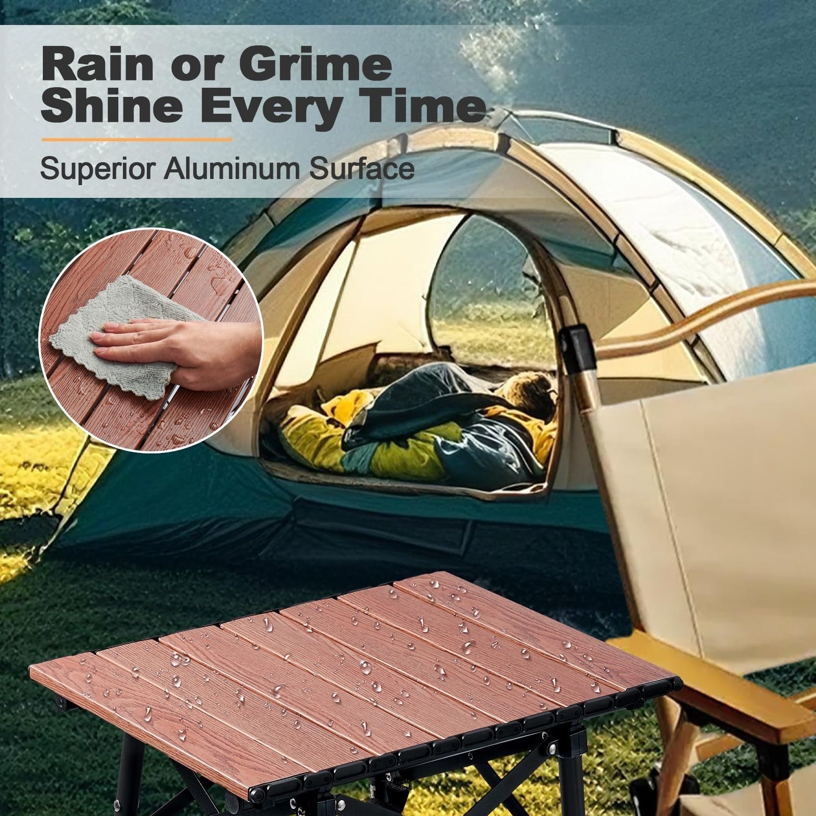 Compact Folding Camping Table with Adjustable Height, Portable Outdoor Picnic Ta4