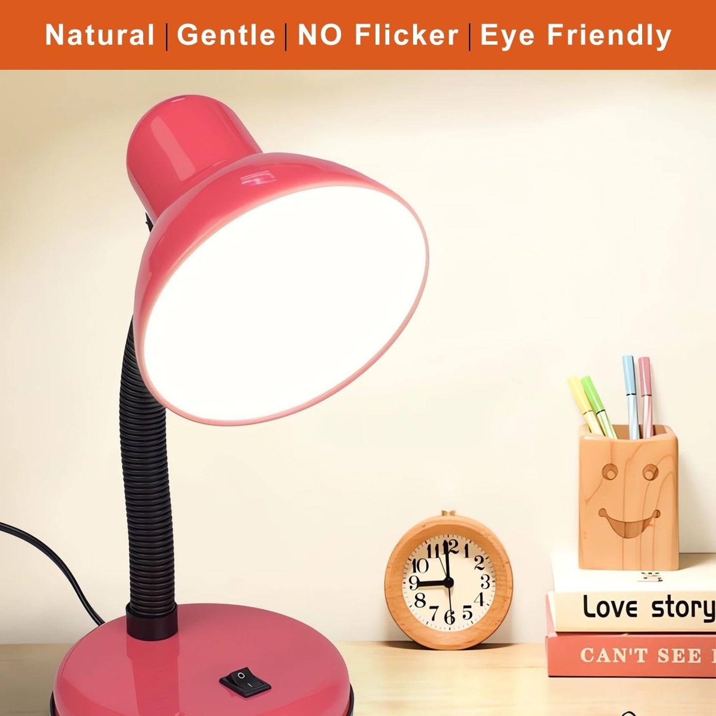 Flexible Gooseneck Desk Lamp with LED Bulb, 6000K Metal Table Lamp for Office &6