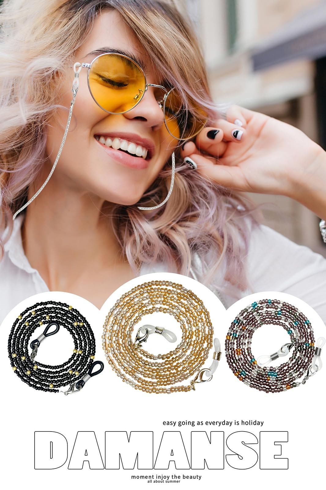 Beaded Eyeglass Chain Holders - 8 Pcs Neck Strap for Women, Stylish & Functional2