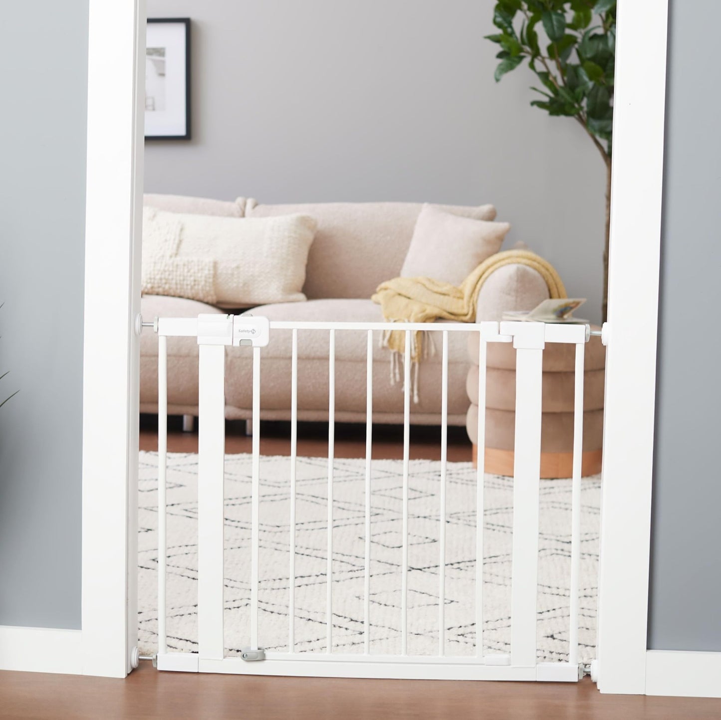 Easy Install Walk Thru Baby Gate for Doorway, Fits 29" 38", 28" Tall, White Dog5