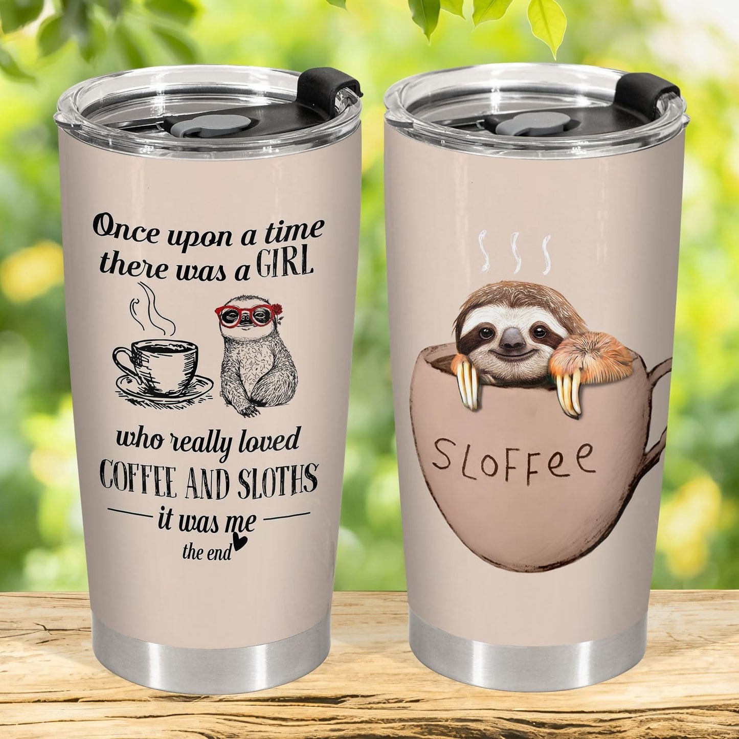 Cute Sloth 20oz Tumbler with Lid   Insulated Travel Mug for Coffee & Tea, Perfec2