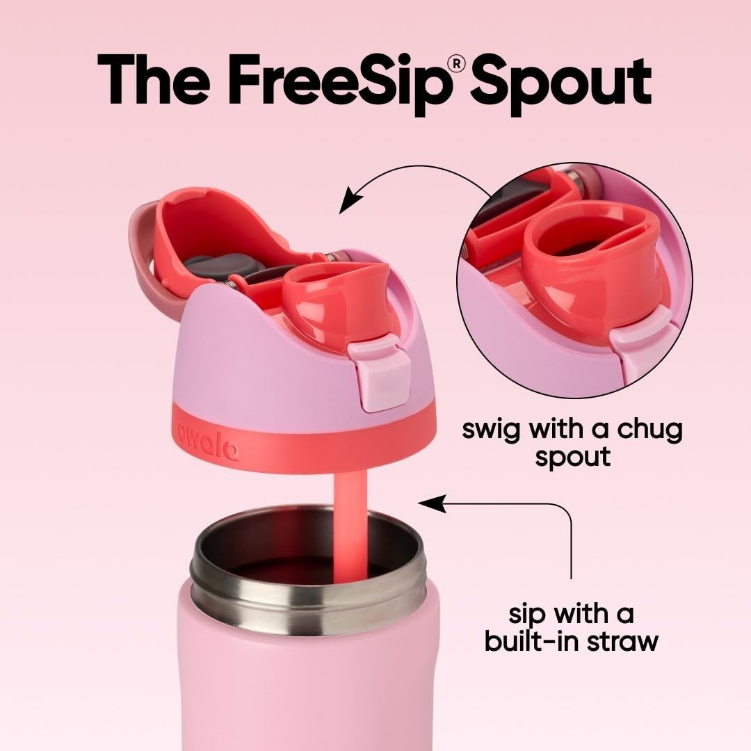Insulated Stainless Steel Water Bottle 32oz with Straw   BPA Free, Pink for Spor2