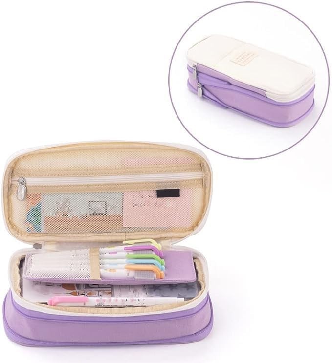 Large Storage Pencil Case Bag   Zippered Organizer Pouch for Office & Travel, Bi1