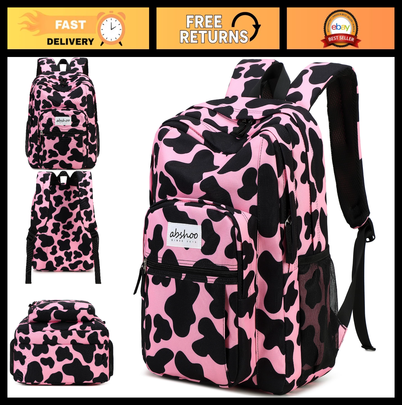 Cow Print Women's Backpack   Water Resistant School Bag for College & Teens0