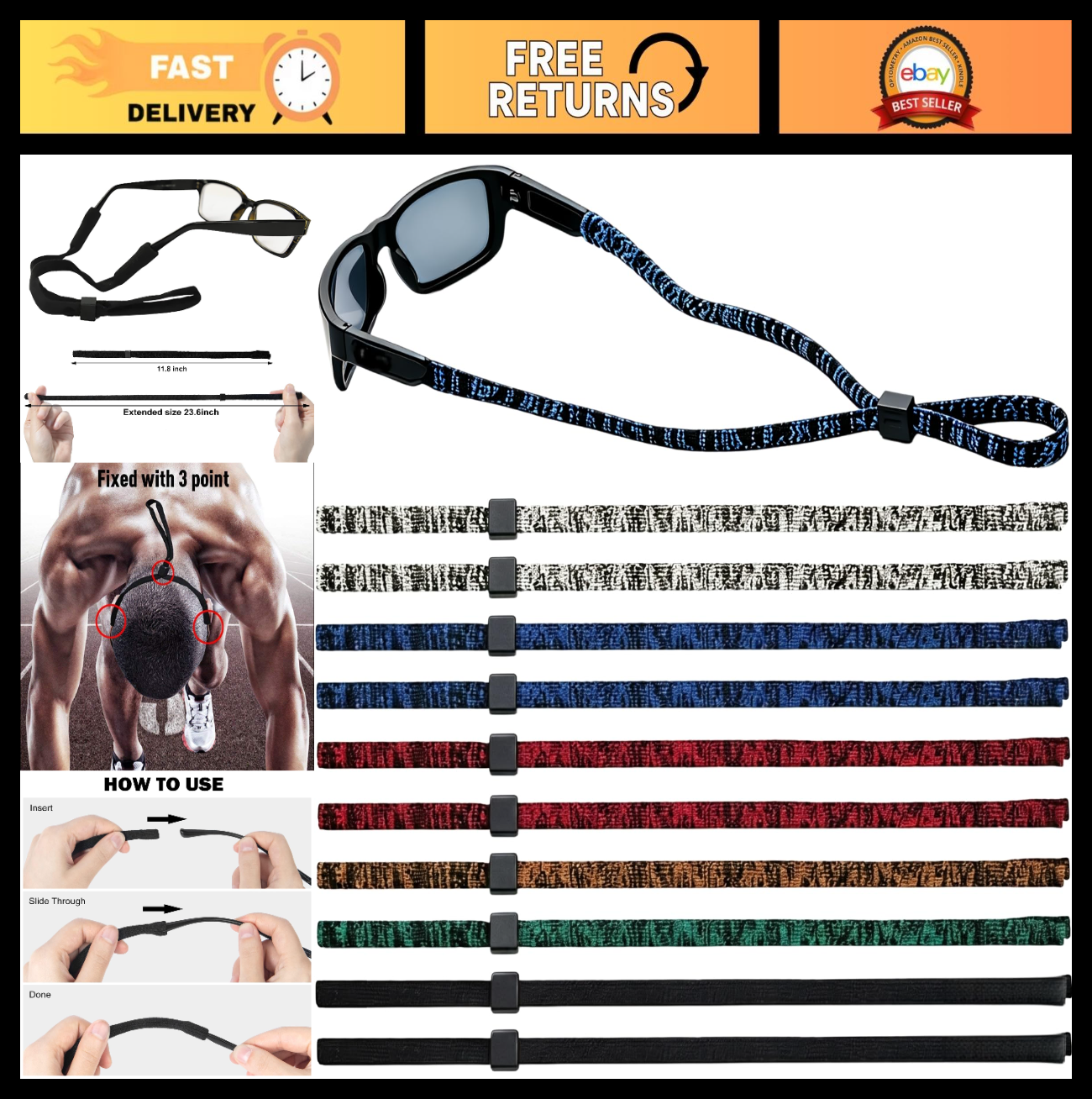 10 Pack Adjustable Eyeglass Holder Lanyard, Universal Neck Strap for Glasses & S0
