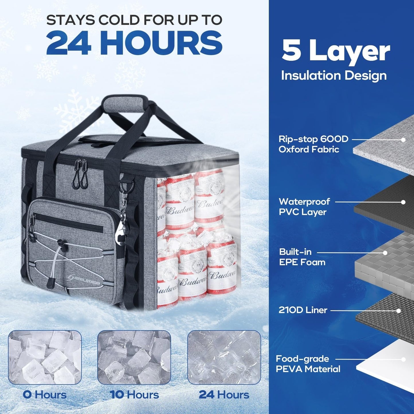 30/40 Can Soft Cooler Bag - Leakproof Insulated Ice Chest, 24h Cold, Lightweight2