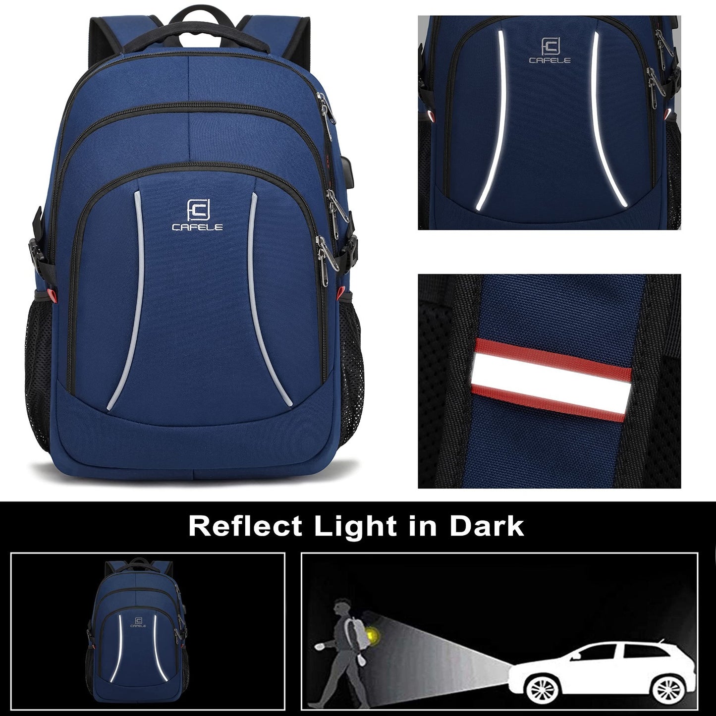 Spacious College Backpack for Men & Teens   17.3" Laptop Compartment, USB Port,5
