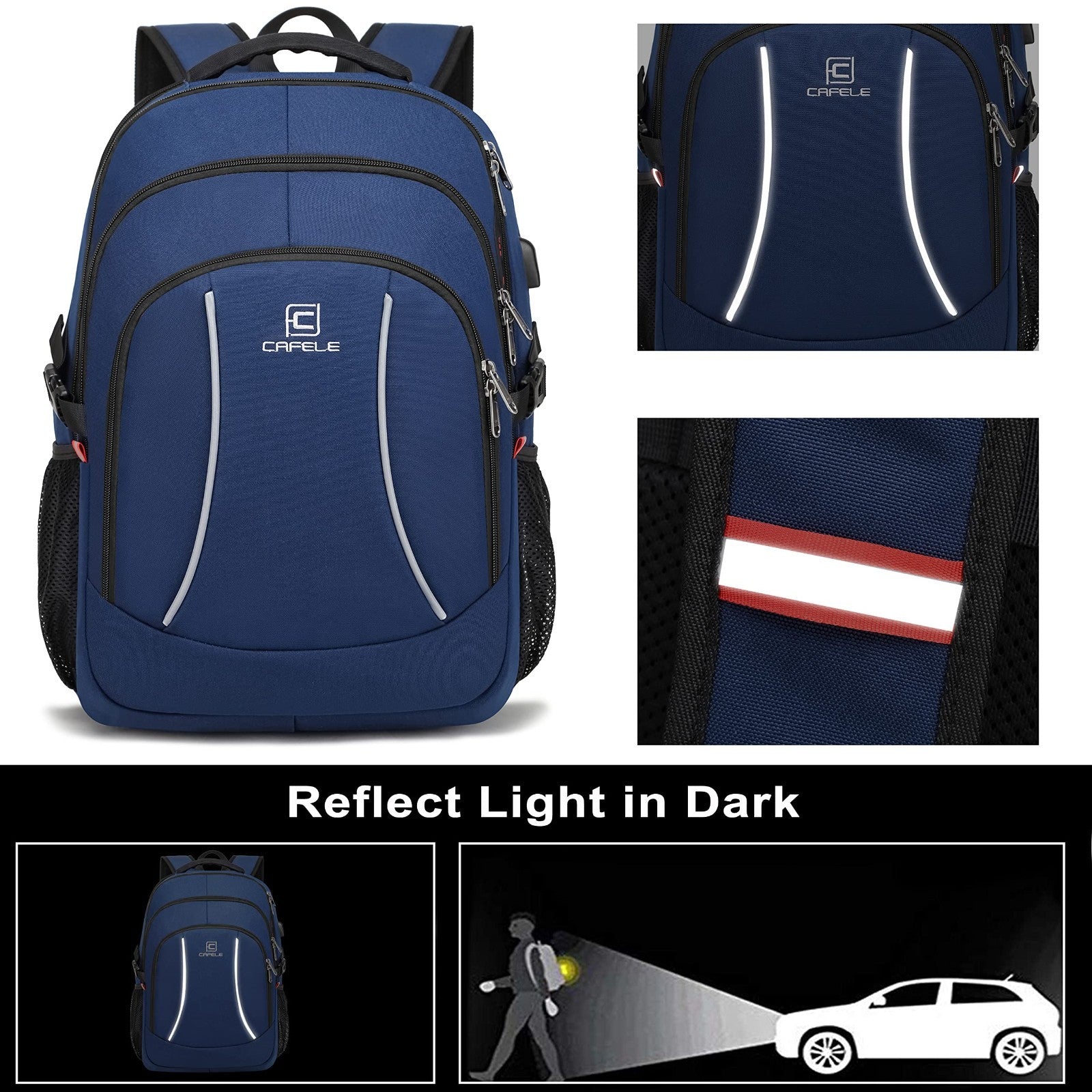 Spacious College Backpack for Men & Teens   17.3" Laptop Compartment, USB Port,5