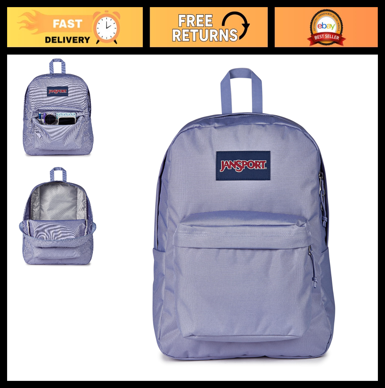 Durable Lightweight Backpack   1 Main Compartment, Front Organizer Pocket, Laven0