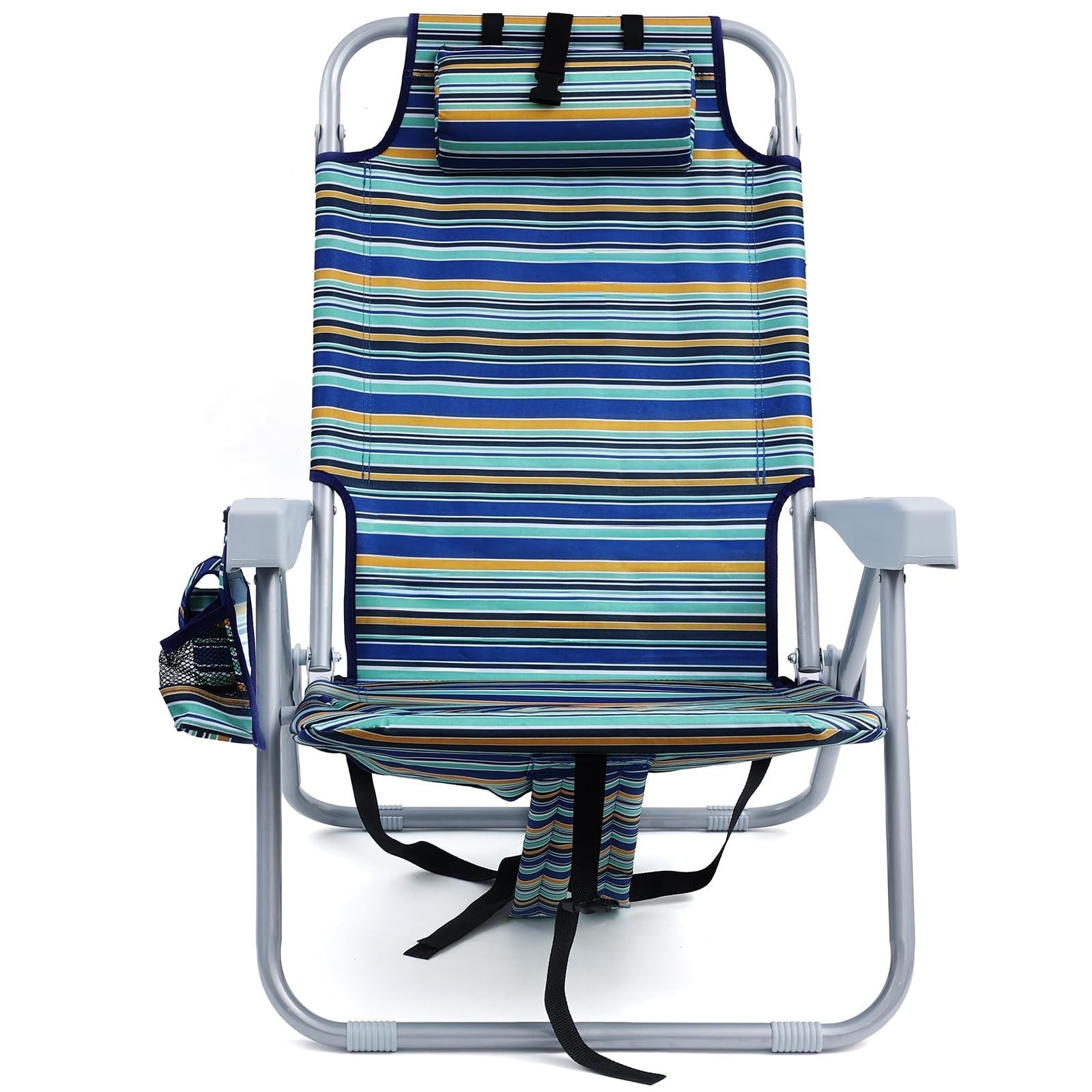 Folding Beach Chair with Cooler Pouch, 4-Position Heavy Duty, Supports 350lbs5