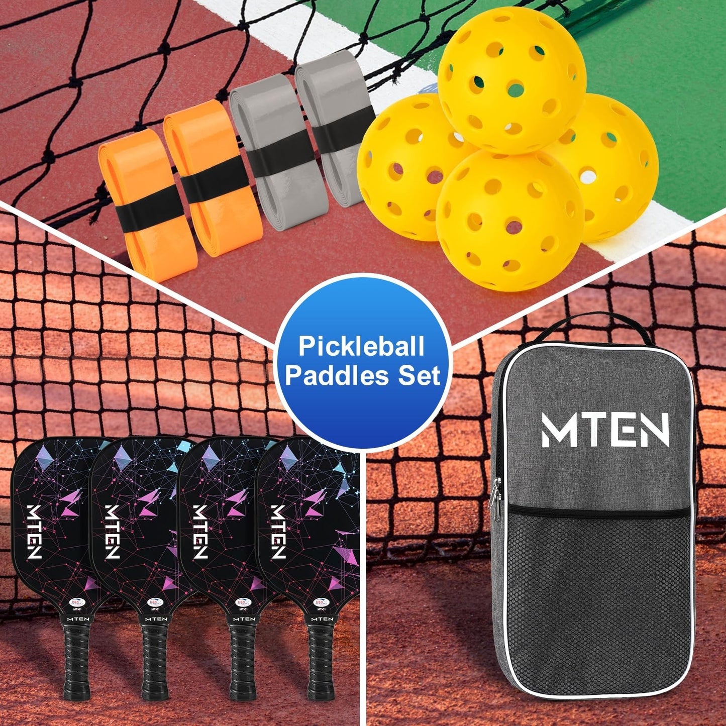 Pickleball Paddle Set of 2/4/1 - USAPA Approved Fiberglass Rackets, Lightweight5