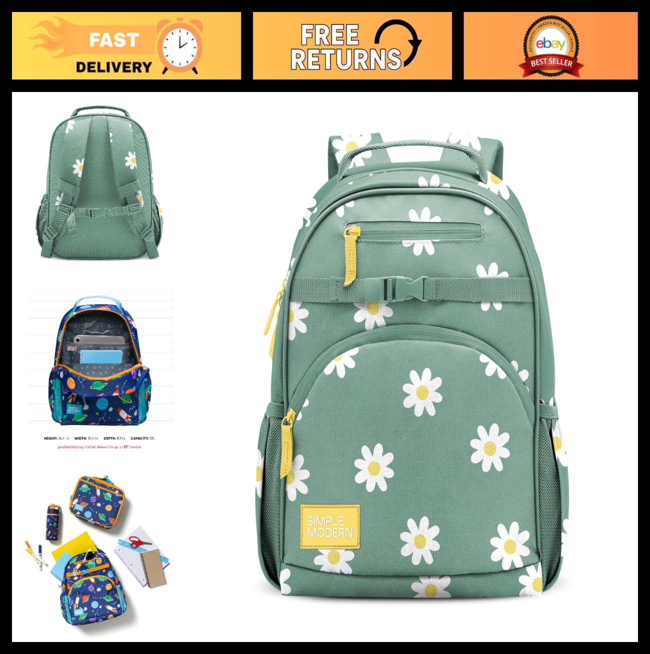 Kids Floral Backpack for School | 12L Bookbag for Toddlers & Preschoolers | Cute0