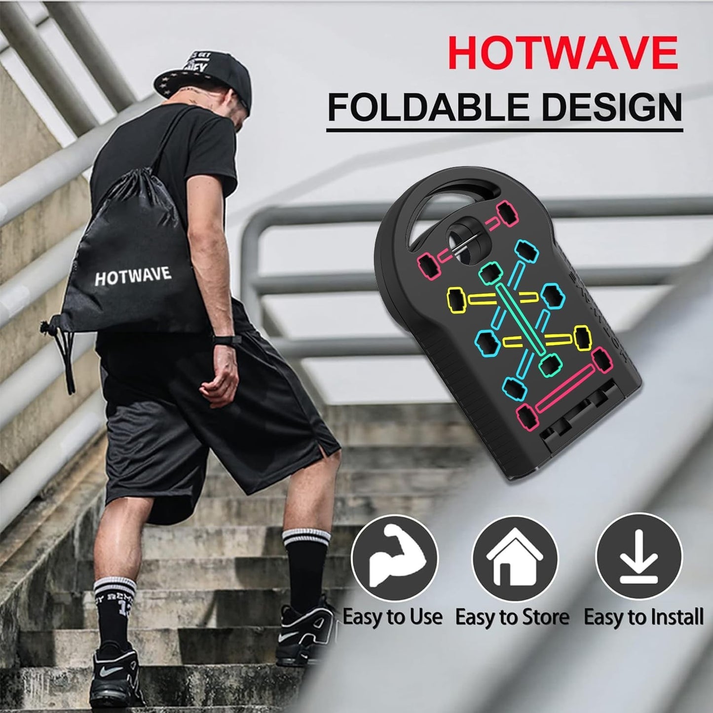 Portable 20 in 1 Push Up Board & Bar | Foldable Multifunctional Strength Trainin5