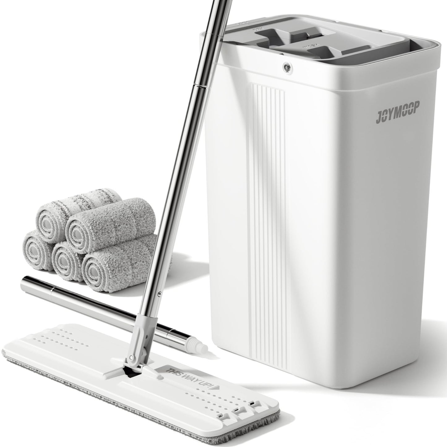 Flat Mop System with Microfiber Pads & Bucket Set - Wet Dry Mop for Home & Comme1