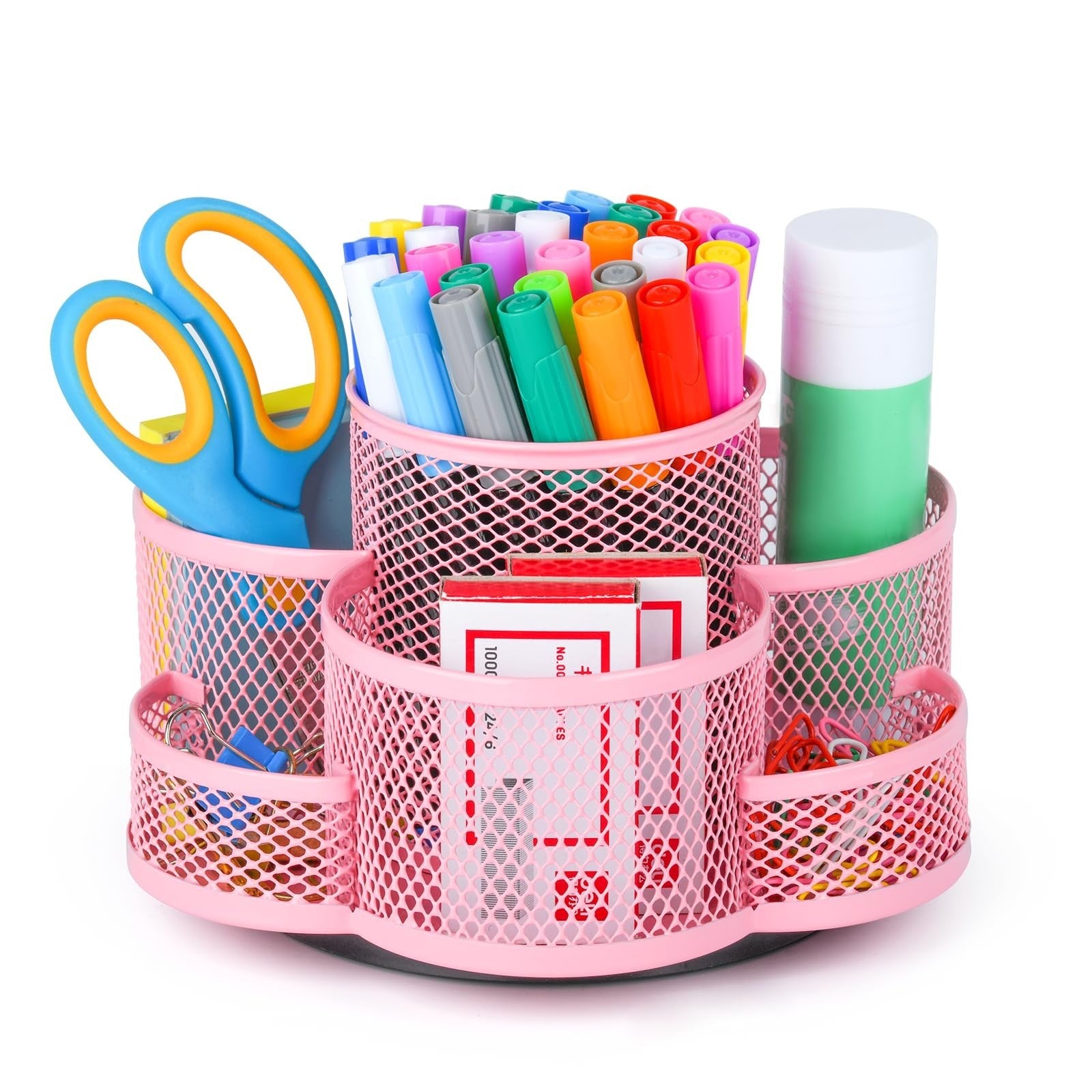 Pink Rotating Pencil Holder for Desk   Stylish Organizer for Office Supplies1