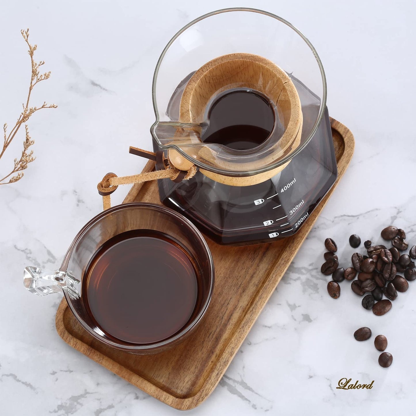 Pour Over Coffee Maker with Stainless Steel Filter & Glass Carafe, 2 Cups, 400ml5
