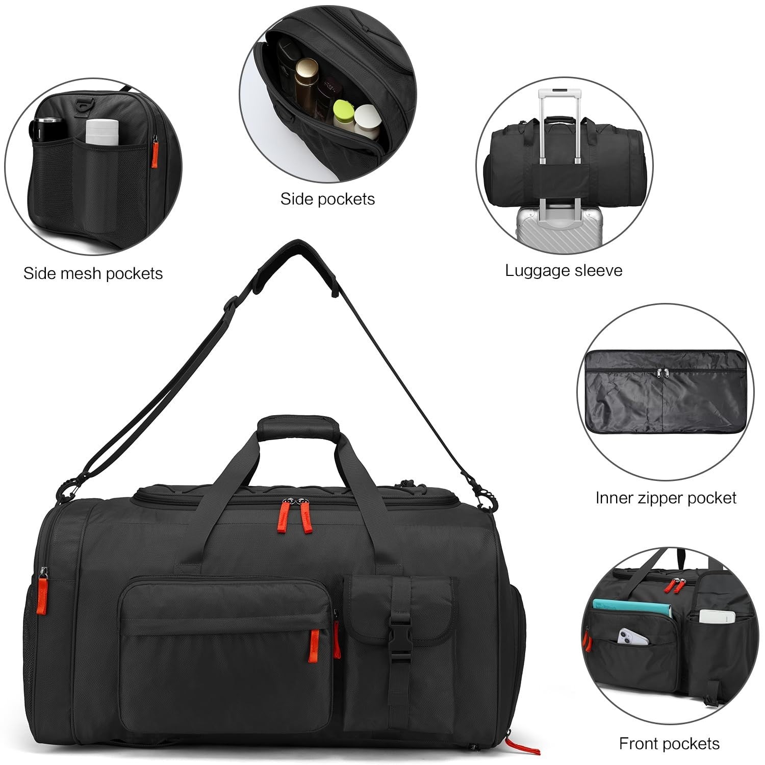 Large 70L Duffle Bag Backpack for Travel   Heavy Duty Gym Bag with Shoe Compartm4