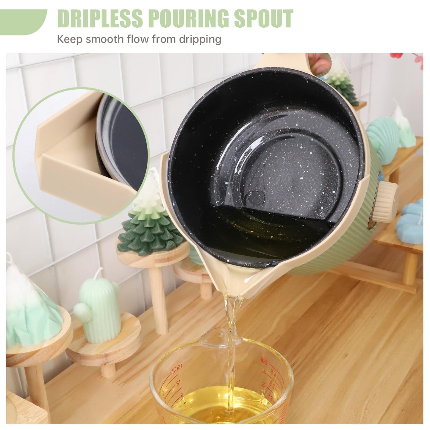 3Lbs Green Wax Melting Pot for Candle Making - Handheld, Non-Stick, Easy Pour5