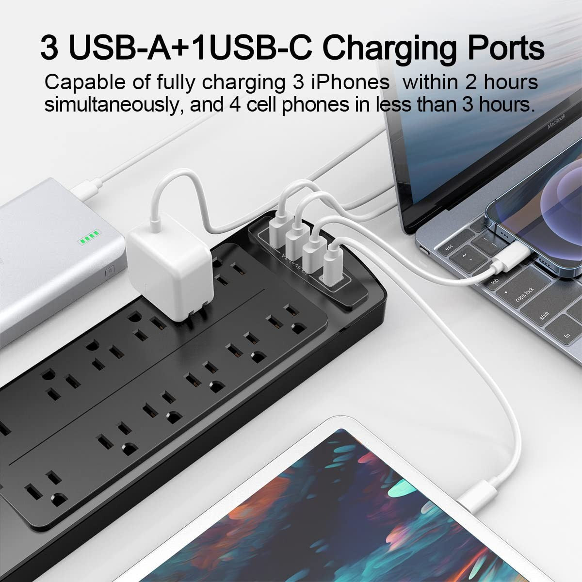 Surge Protector Power Strip with 12 Outlets, 4 USB Ports & 6ft Cord, 2700 Joules3