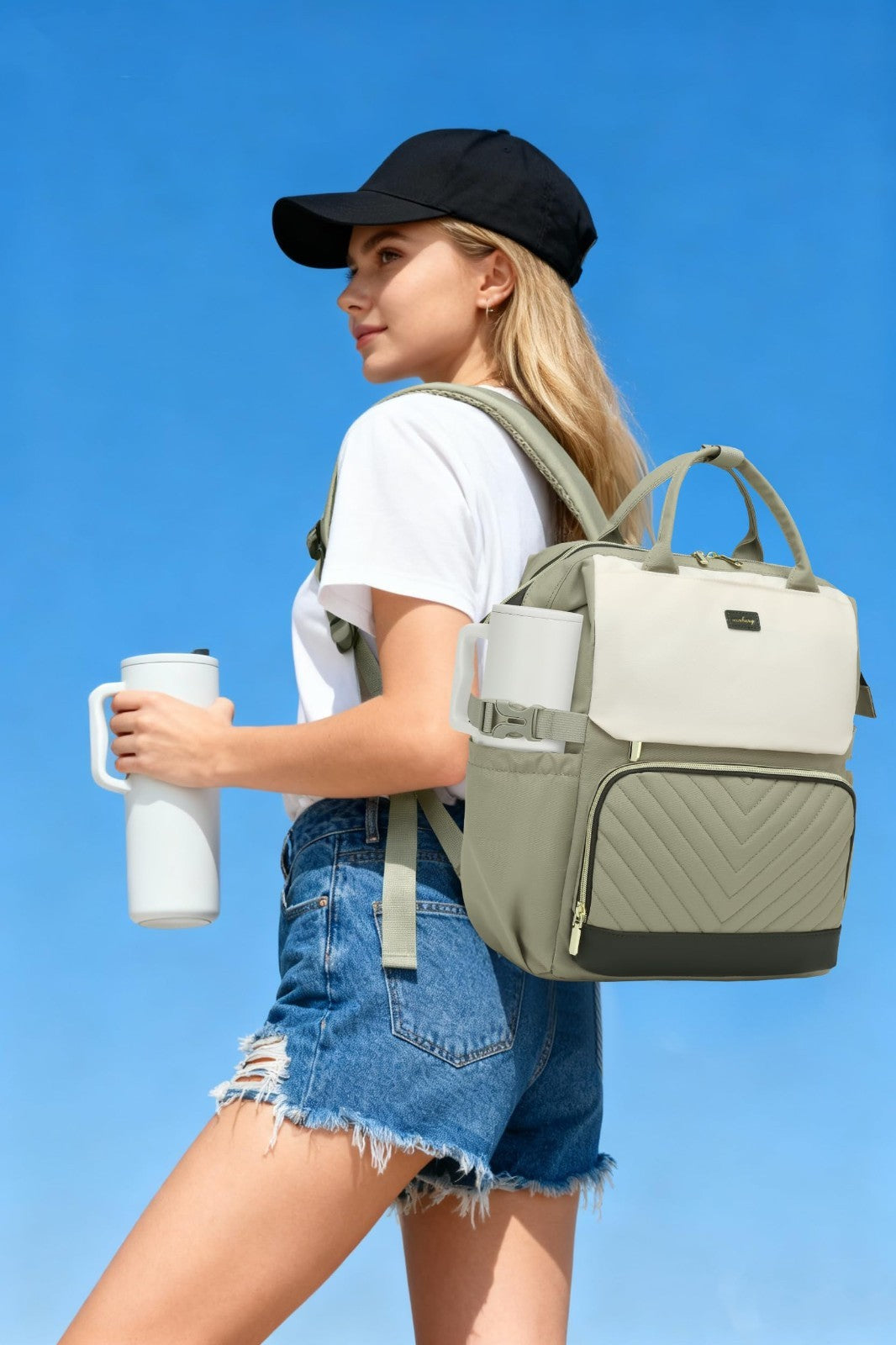 Stylish Laptop Backpack for Women   College Bookbag with USB Charger & Cup Holde2