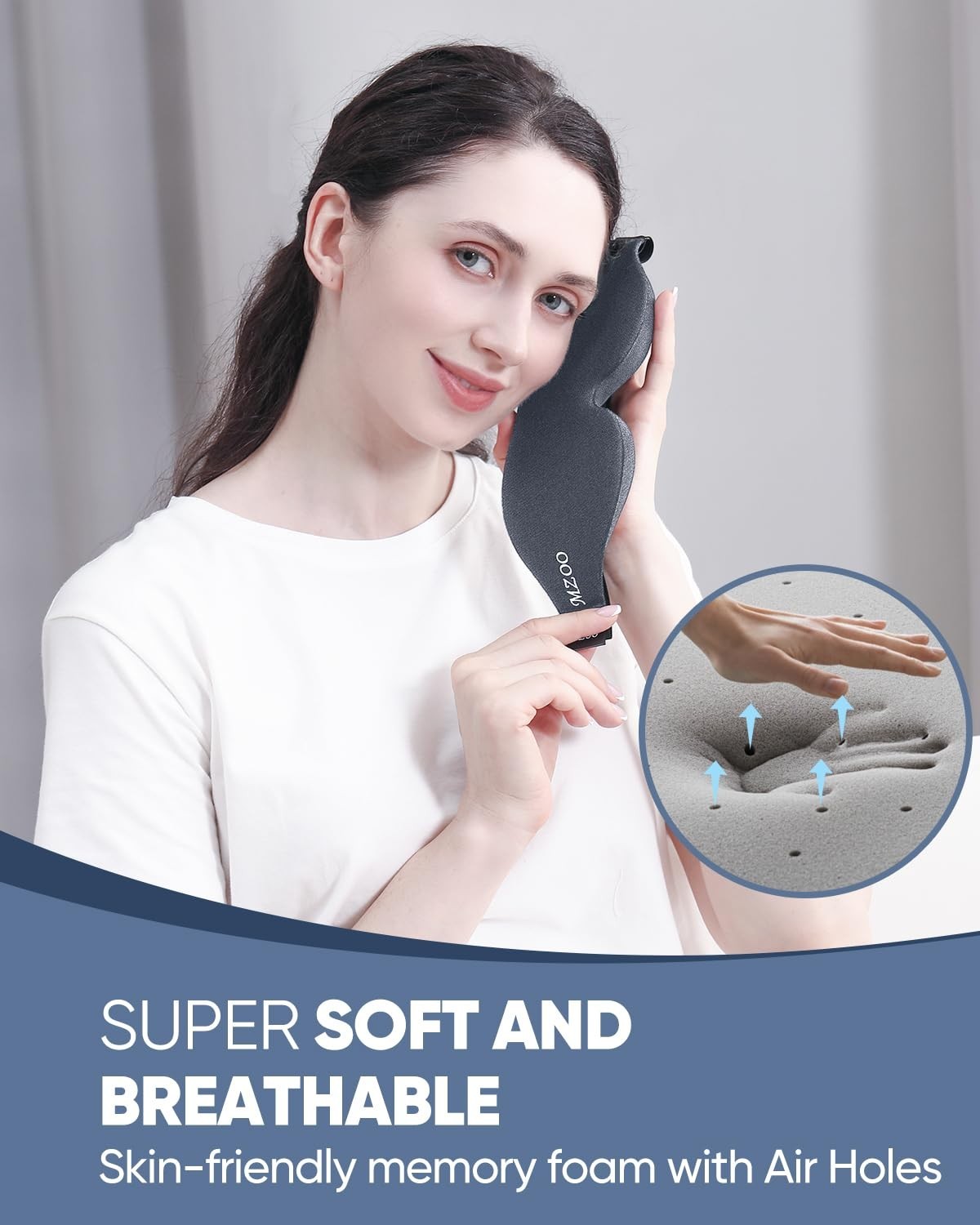 Luxury Sleep Mask - 3D Contoured Light Blocking Eye Mask for Side Sleepers, Adju4