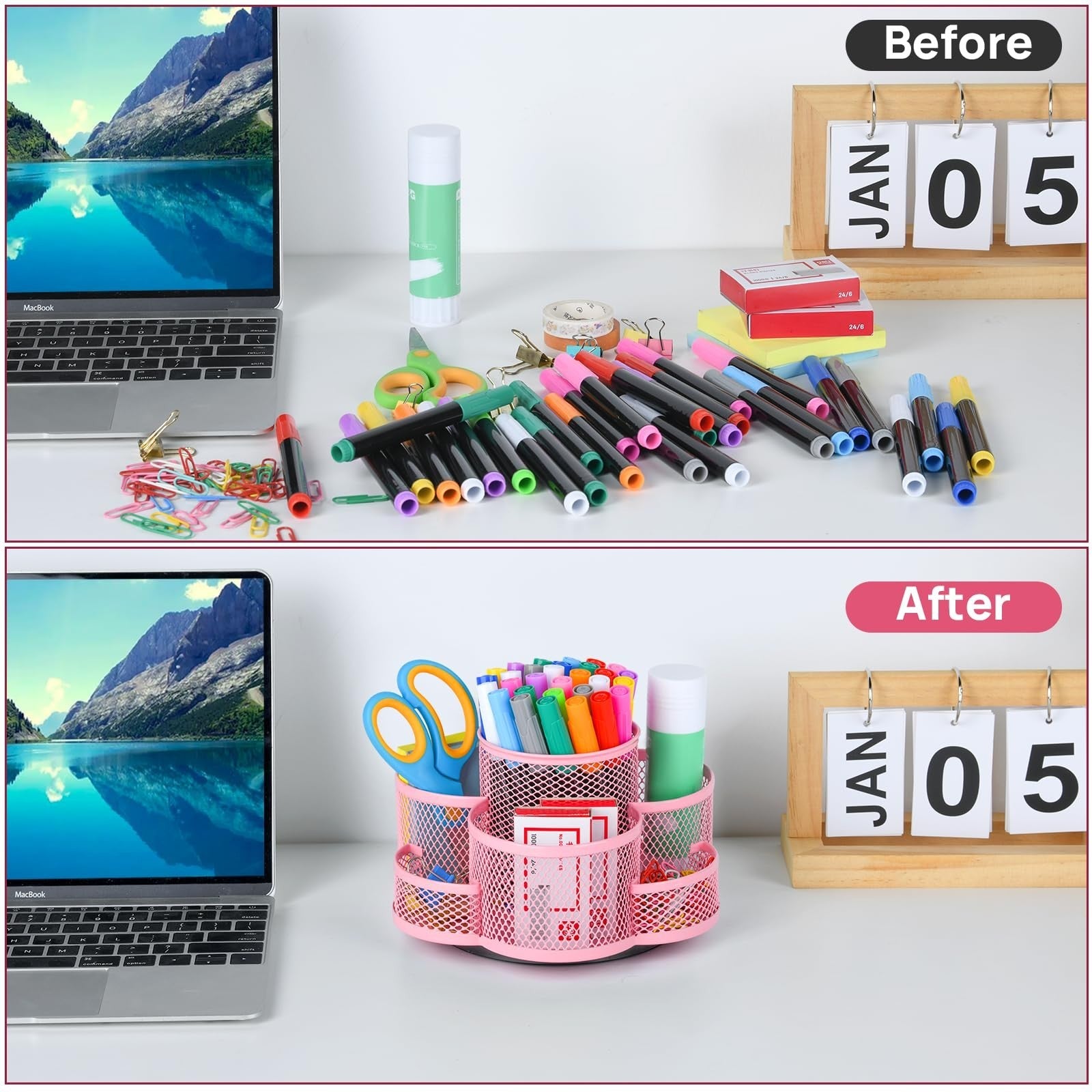 Pink Rotating Pencil Holder for Desk   Stylish Organizer for Office Supplies5