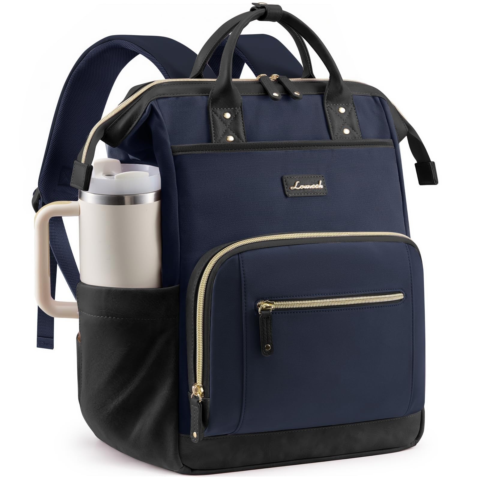 Stylish Laptop Backpack with Tumbler Holder, 15.6" Computer Bag for Work & Trave1