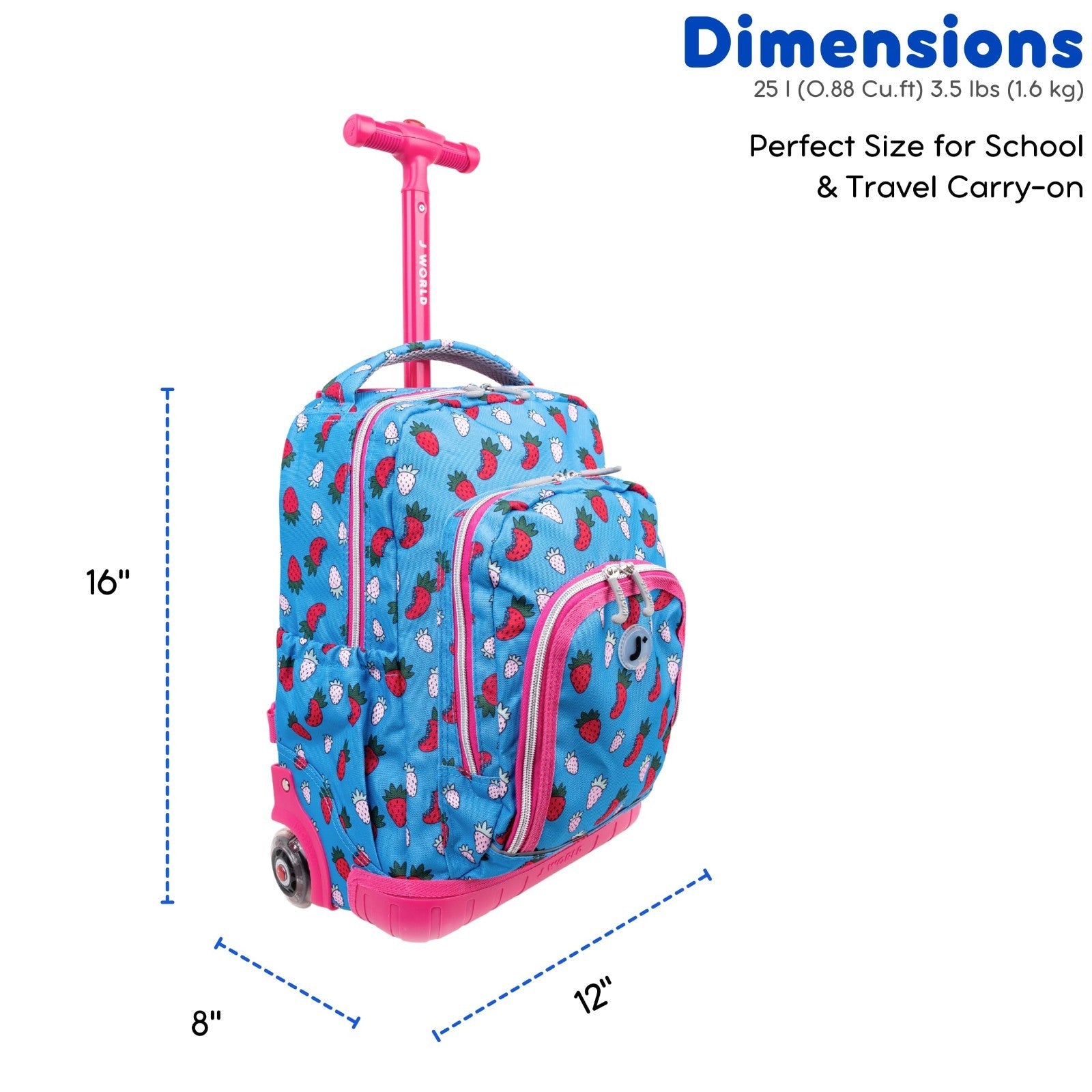 Kids Rolling Backpack & Lunch Bag Set   Elementary School Carry On Suitcase with7
