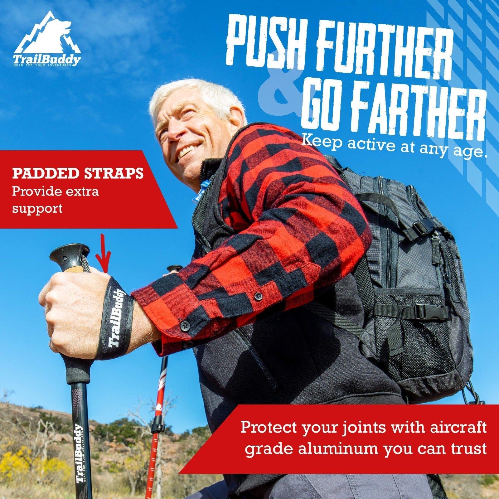 Lightweight Aluminum Trekking Poles - Collapsible Hiking Sticks for Travel & Bal5