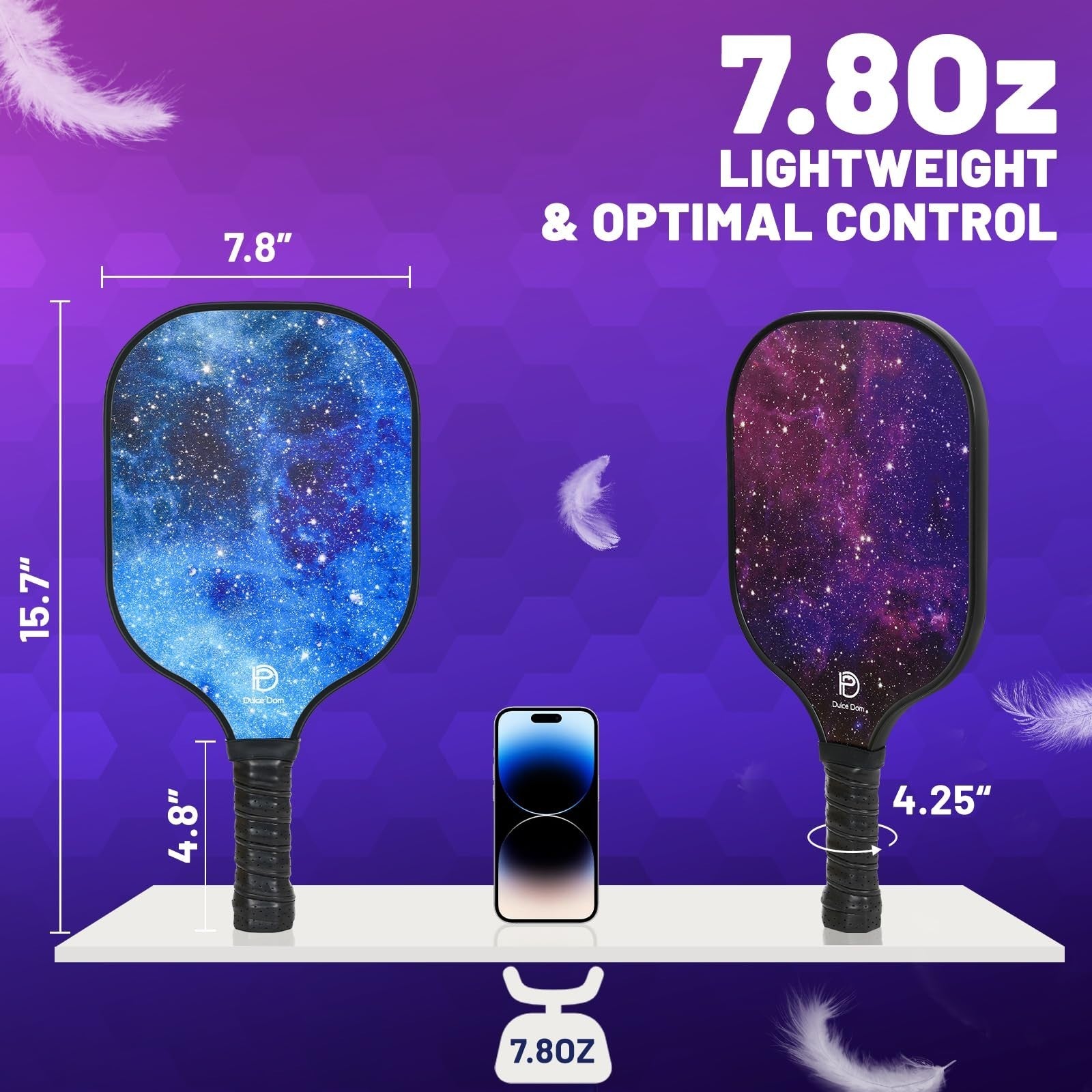 Pickleball Paddles Set of 2/4 - USAPA Approved, Fiberglass/Graphite Rackets, Car2