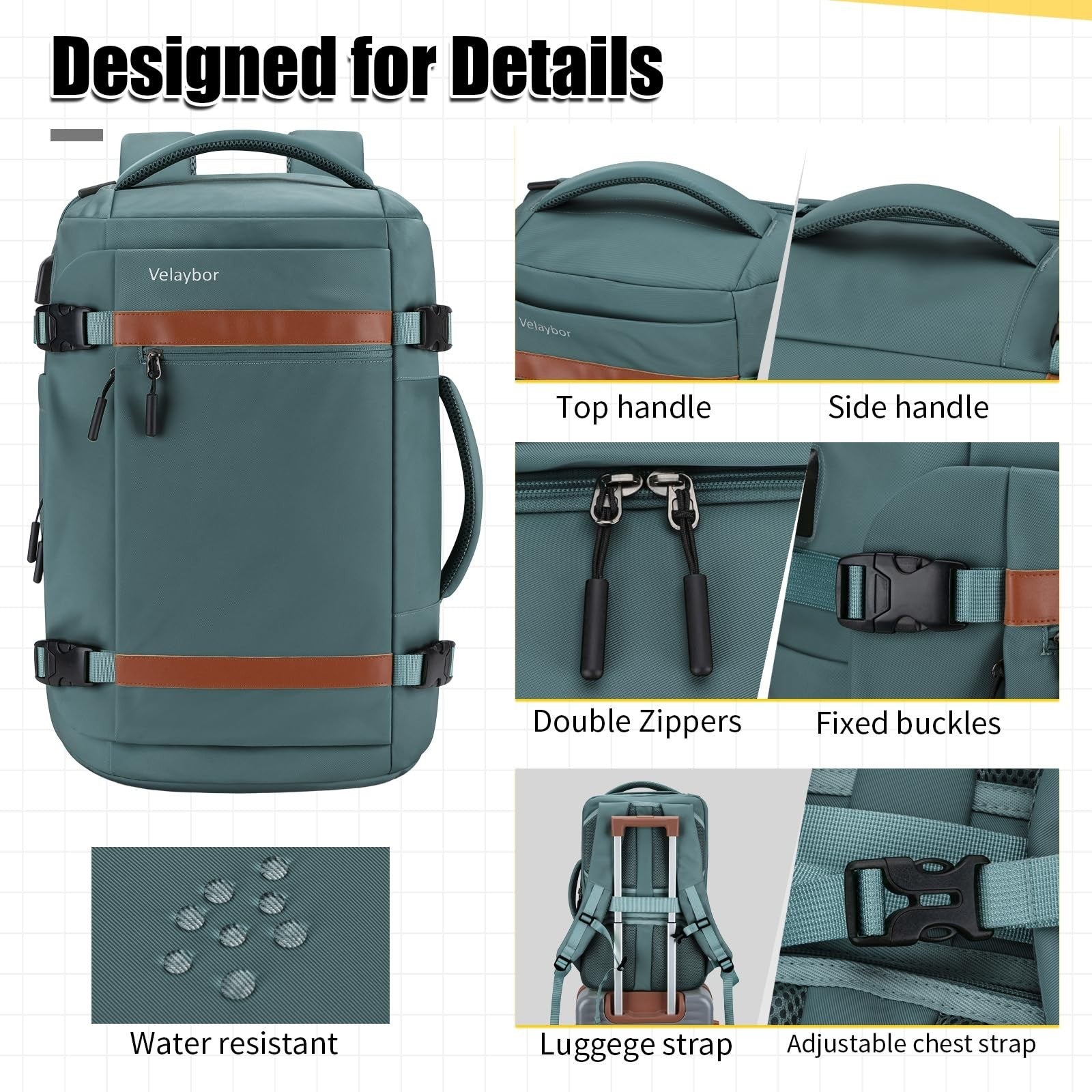 42L Travel Backpack with 4 Packing Cubes, TSA Approved, Water-Resistant, Fits 175