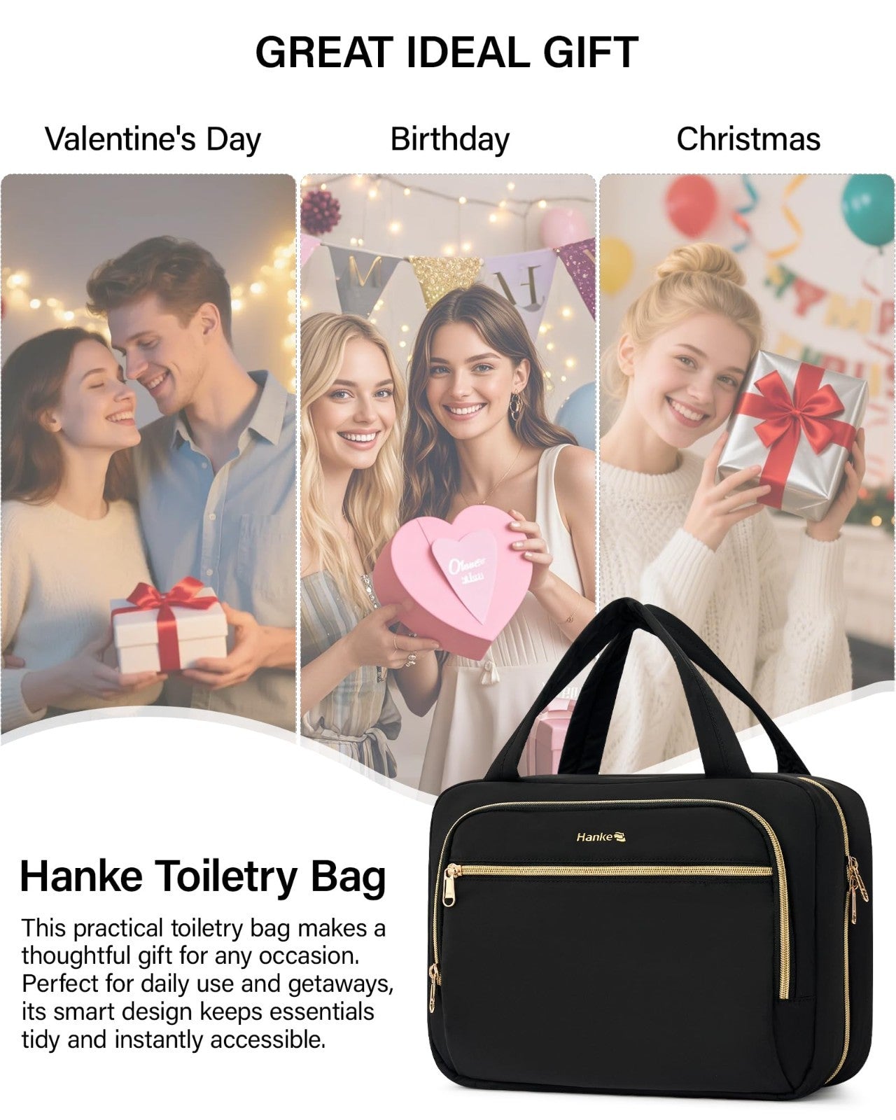 Portable Hanging Travel Toiletry Bag for Women | Leak-Proof, Water Resistant, Ea8